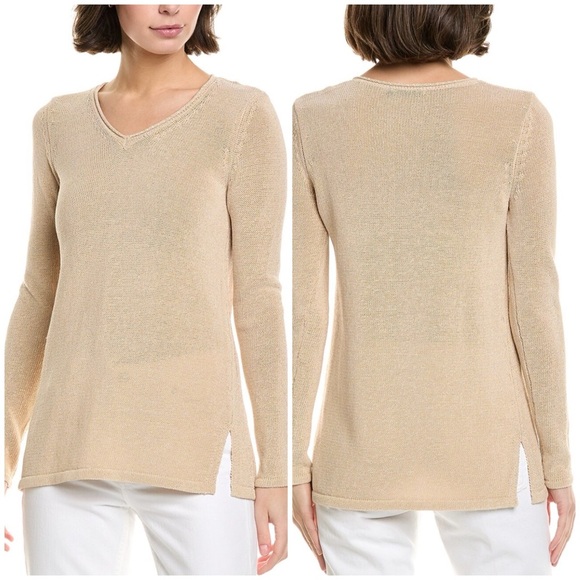 J MCLAUGHLIN CALLUM SWEATER M V NECK HAVANA KNIT YARN RELAXED CASUAL CO… - Picture 1 of 11